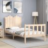 Bed Frame with Headboard Solid Wood