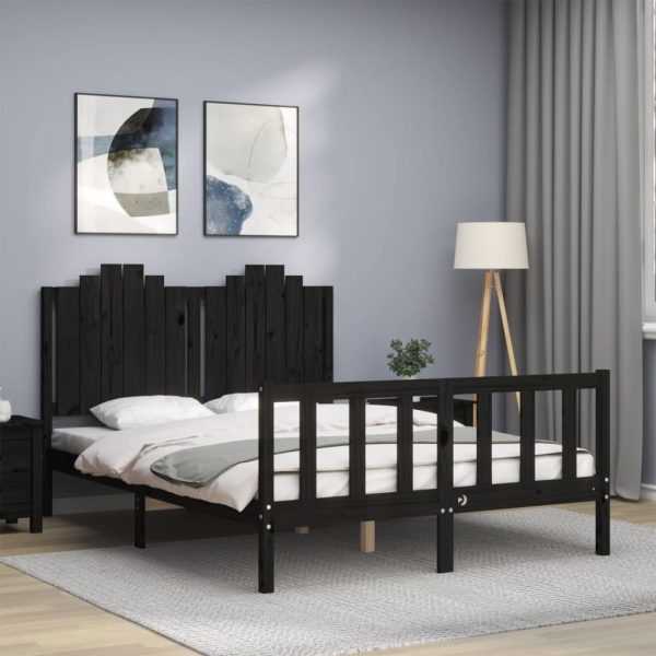 Bed Frame with Headboard Solid Wood