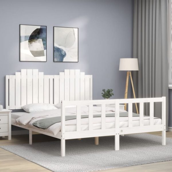 Bed Frame with Headboard Solid Wood