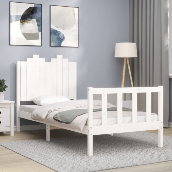 Bed Frame with Headboard Solid Wood