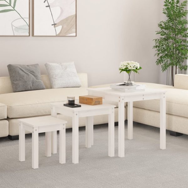 Nesting Tables 3 pcs Solid Wood Pine