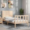 Bed Frame with Headboard Solid Wood