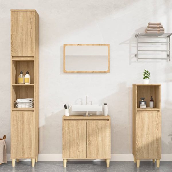 3 Piece Bathroom Furniture Set Engineered Wood