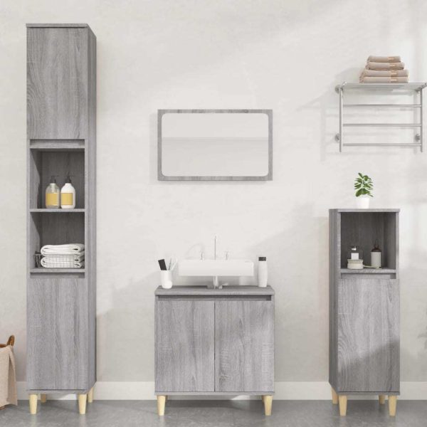 3 Piece Bathroom Furniture Set Engineered Wood
