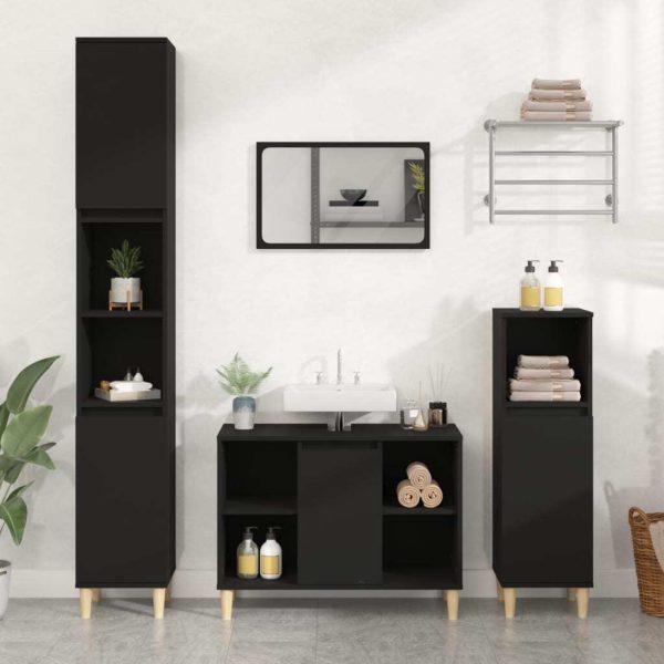 3 Piece Bathroom Furniture Set Engineered Wood