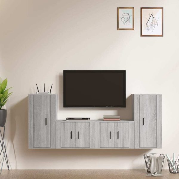 4 Piece TV Cabinet Set Engineered Wood