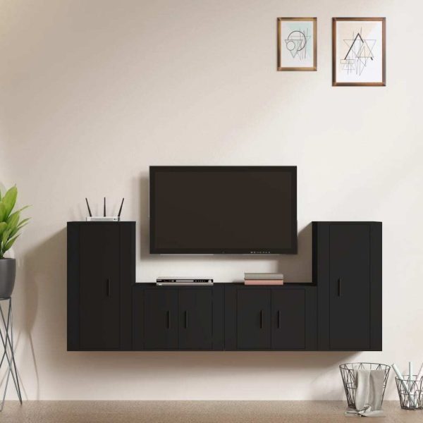 4 Piece TV Cabinet Set Engineered Wood