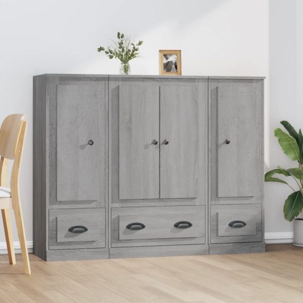 Highboards 3 pcs Engineered Wood