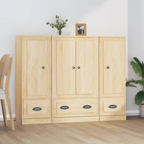 Highboards 3 pcs Engineered Wood