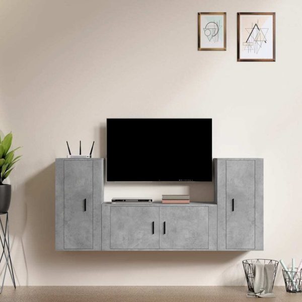 3 Piece TV Cabinet Set Engineered Wood