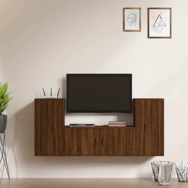 3 Piece TV Cabinet Set Engineered Wood