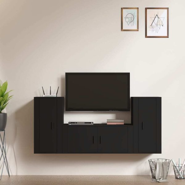 3 Piece TV Cabinet Set Engineered Wood