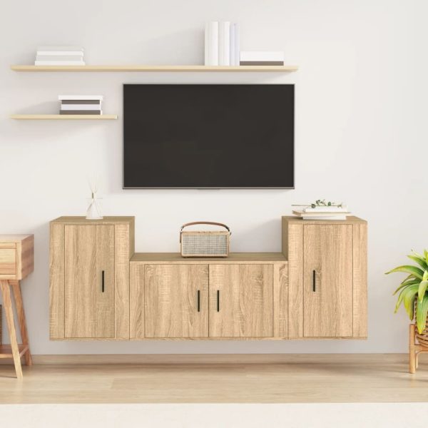 3 Piece TV Cabinet Set Engineered Wood