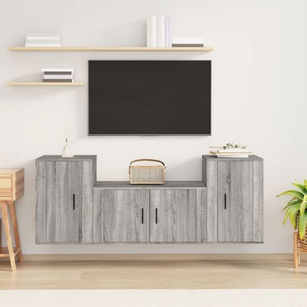 3 Piece TV Cabinet Set Engineered Wood