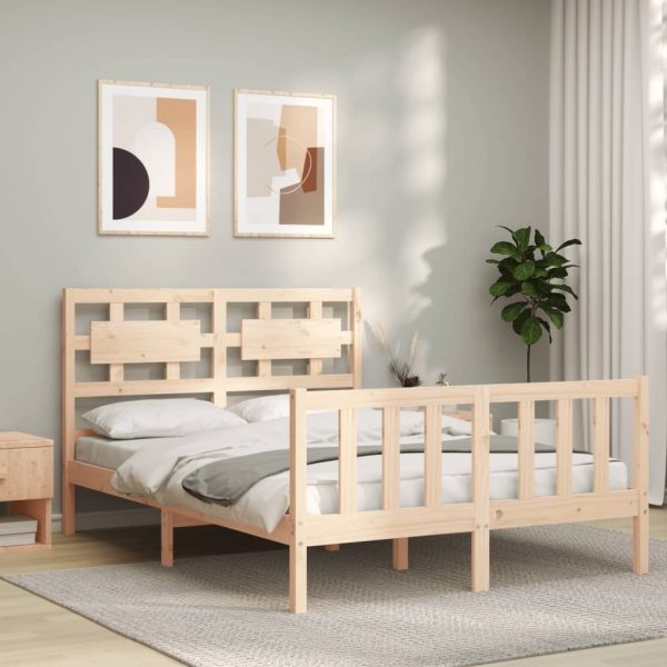 Bed Frame with Headboard Solid Wood