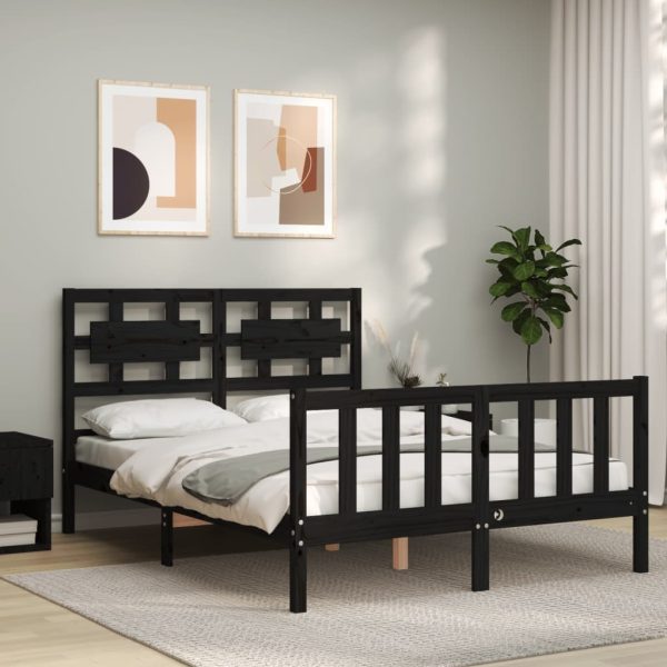 Bed Frame with Headboard Solid Wood
