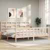 Bed Frame with Headboard Solid Wood