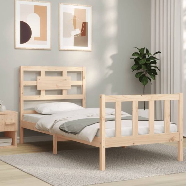 Bed Frame with Headboard Solid Wood