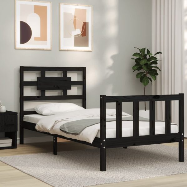 Bed Frame with Headboard Solid Wood