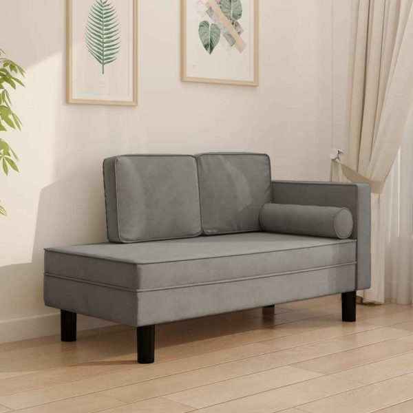 Chaise Lounge with Cushions and Bolster Velvet