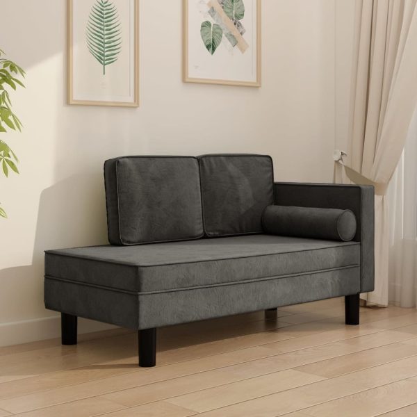 Chaise Lounge with Cushions and Bolster Velvet