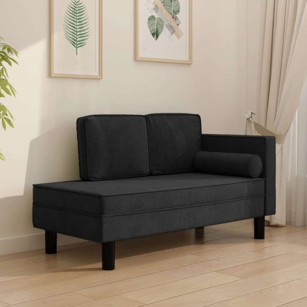 Chaise Lounge with Cushions and Bolster Velvet