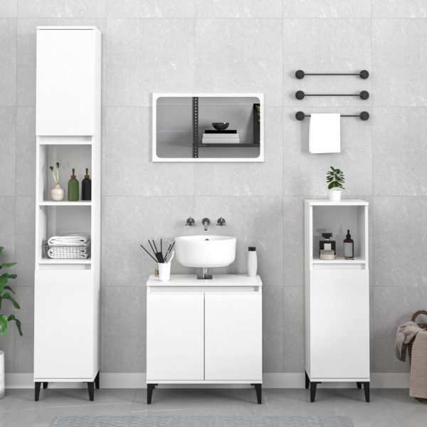 3 Piece Bathroom Furniture Set Engineered Wood