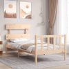 Bed Frame with Headboard Solid Wood