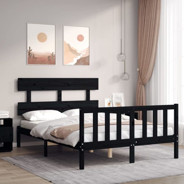 Bed Frame with Headboard Solid Wood
