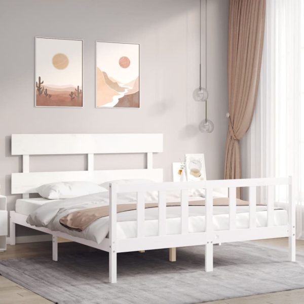 Bed Frame with Headboard Solid Wood