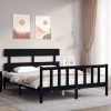 Bed Frame with Headboard Solid Wood
