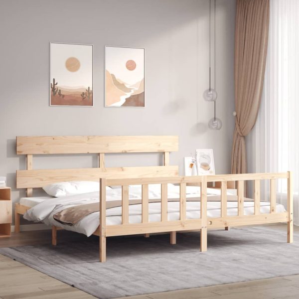 Bed Frame with Headboard Solid Wood