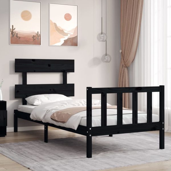Bed Frame with Headboard Solid Wood