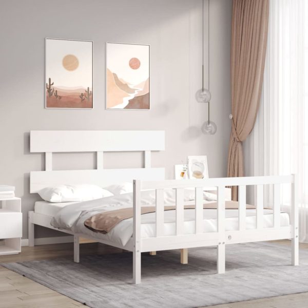 Bed Frame with Headboard Solid Wood