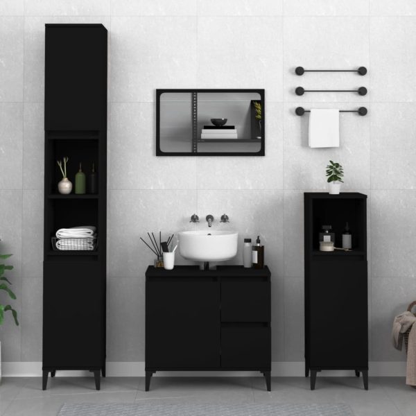 3 Piece Bathroom Cabinet Set Engineered Wood