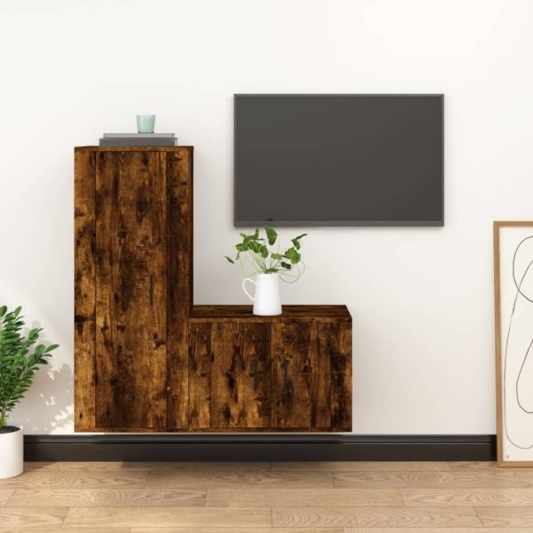 2 Piece TV Cabinet Set Engineered Wood