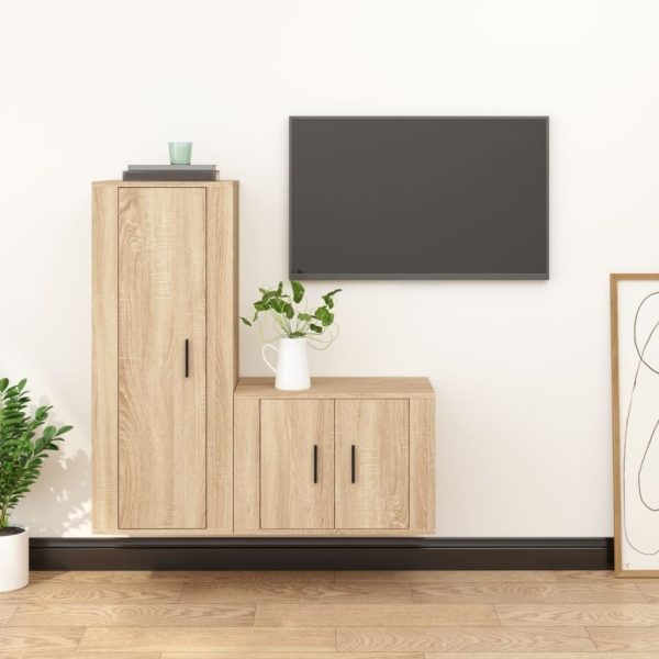 2 Piece TV Cabinet Set Engineered Wood