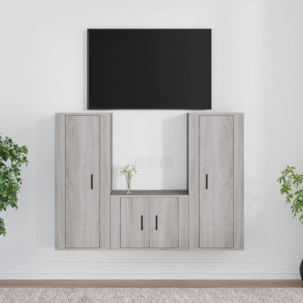 3 Piece TV Cabinet Set Engineered Wood