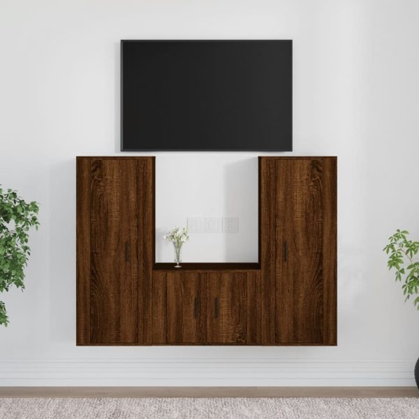 3 Piece TV Cabinet Set Engineered Wood