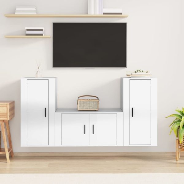 3 Piece TV Cabinet Set Engineered Wood