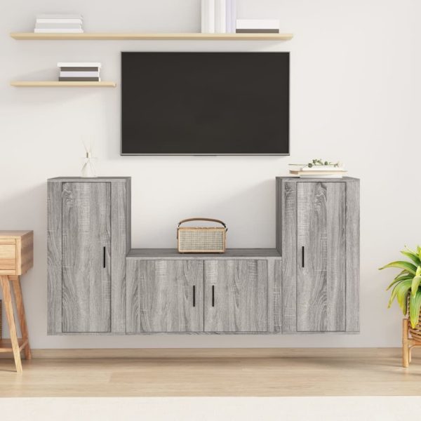 3 Piece TV Cabinet Set Engineered Wood