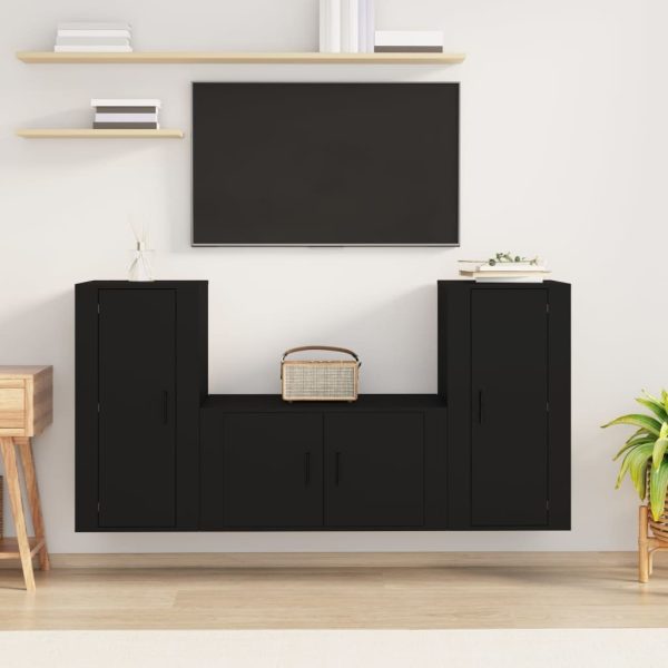 3 Piece TV Cabinet Set Engineered Wood