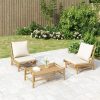 Garden Bench with Cushions Bamboo