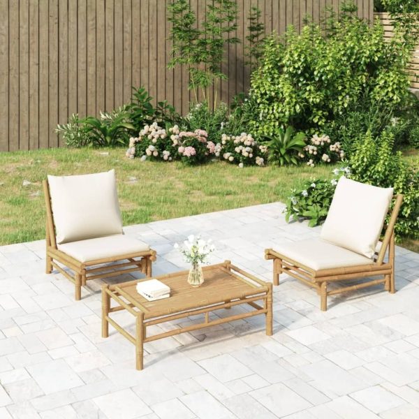 Garden Bench with Cushions Bamboo
