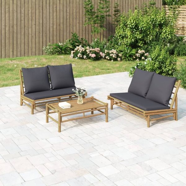 Garden Bench with Cushions Bamboo