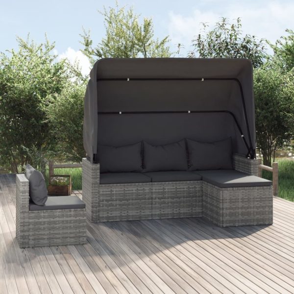 4 Piece Garden Sofa Set with Cushions Poly Rattan