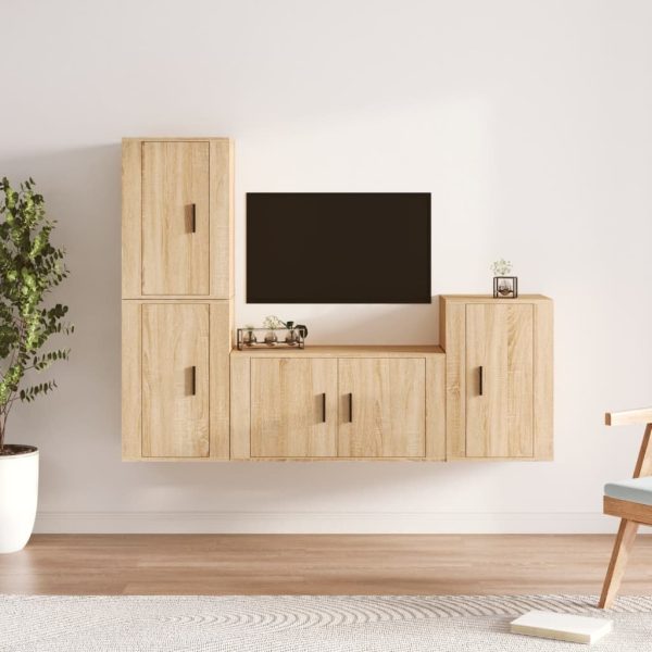 4 Piece TV Cabinet Set Engineered Wood