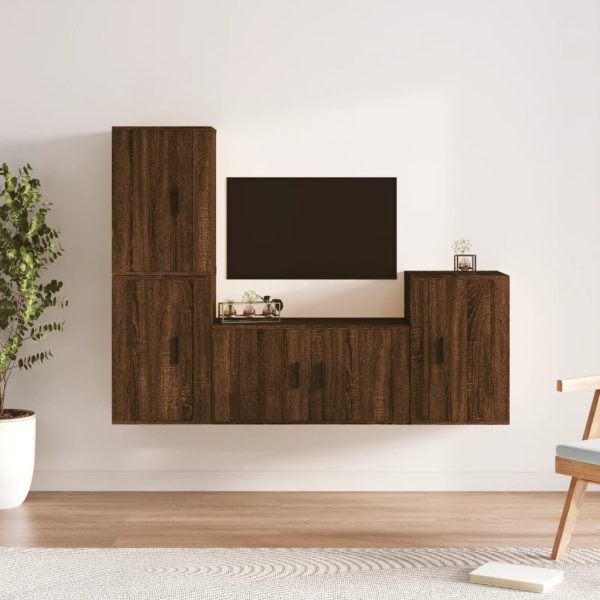 4 Piece TV Cabinet Set Engineered Wood