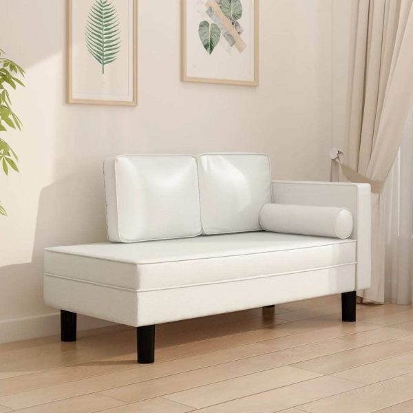 Chaise Lounge with Cushions and Bolster Faux Leather
