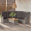 Reclining Corner Sofa with Cushions Poly Rattan